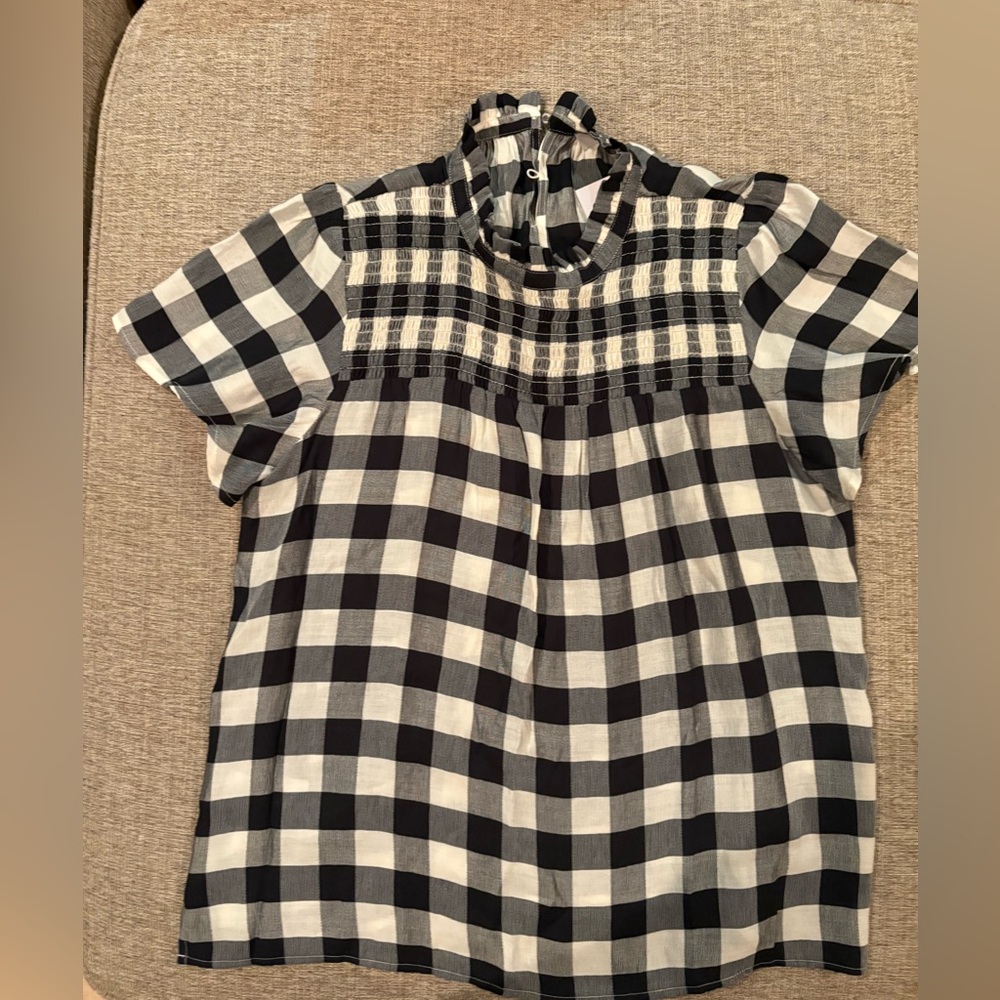 LOFT Monochrome Plaid Top